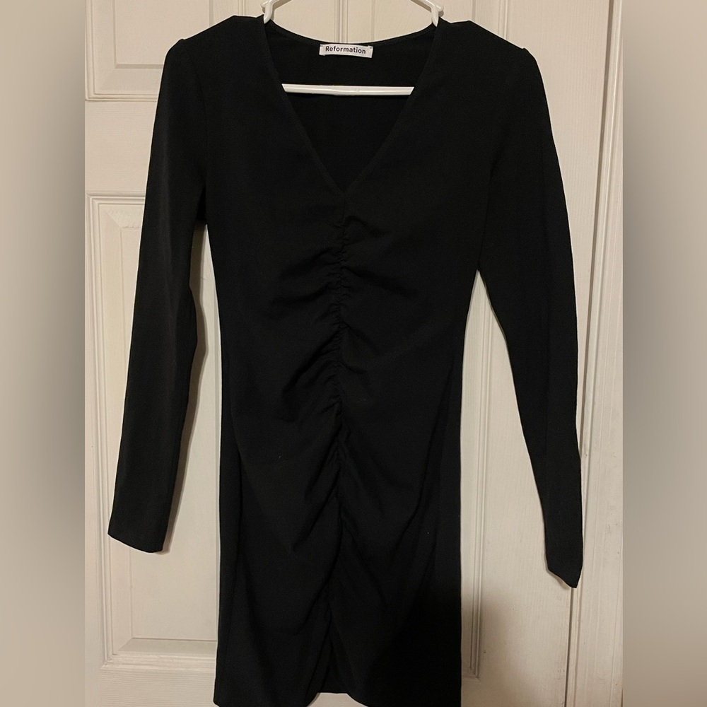 Reformation Cally Stretch Organic Cotton Long Sleeve Dress